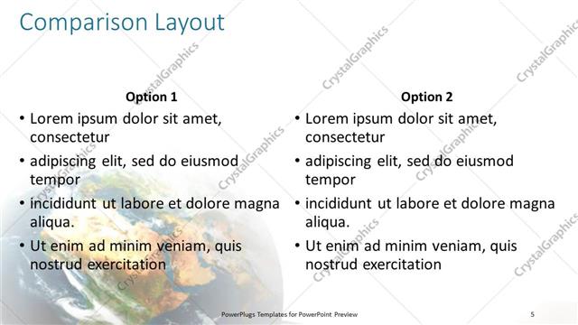 Comparison presentation slide layout