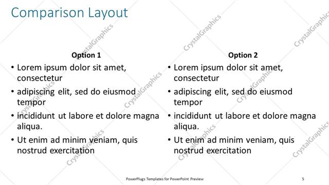 Comparison presentation slide layout