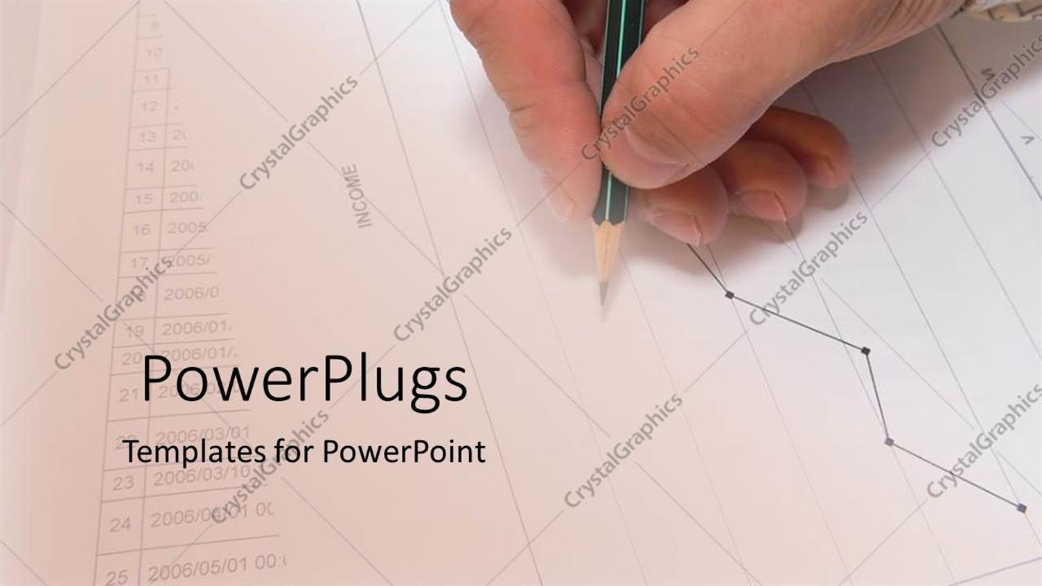 Featuring Mans Hand Holding Pencil Working on Financial Graphs