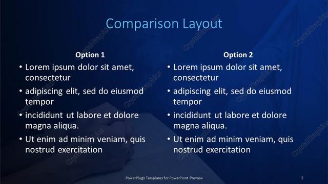 Comparison presentation slide layout