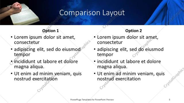 Comparison presentation slide layout