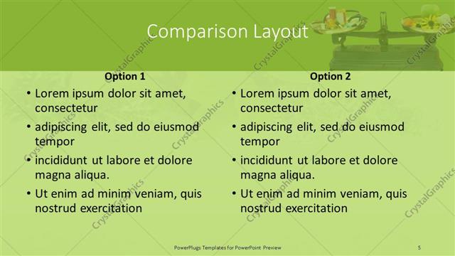 Comparison presentation slide layout