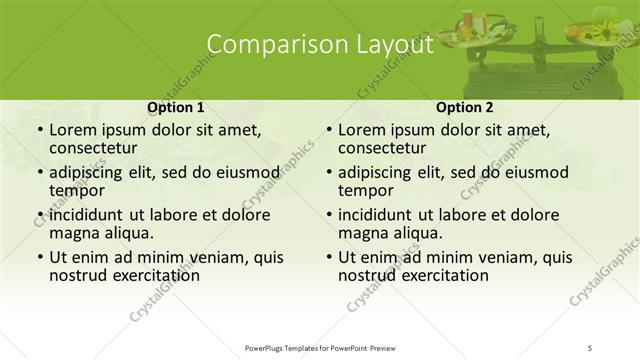 Comparison presentation slide layout