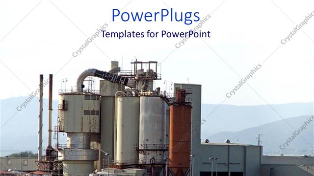  Presentation with manufacturing industry - Manufacturing facility on green grass with mountains, industrial factory