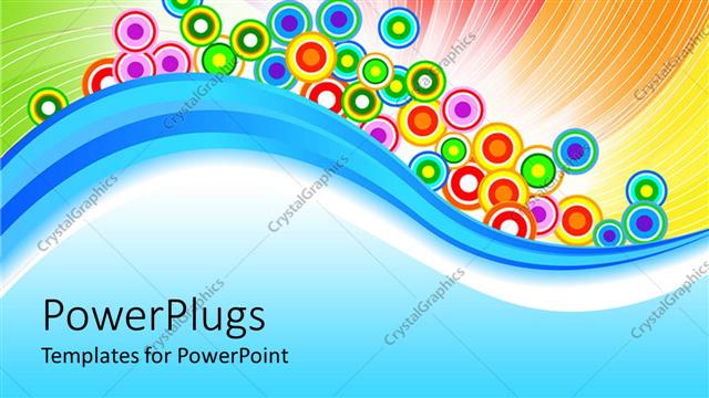  Presentation with colorful circles - Many clustered multi colored circles in colorful wavy background