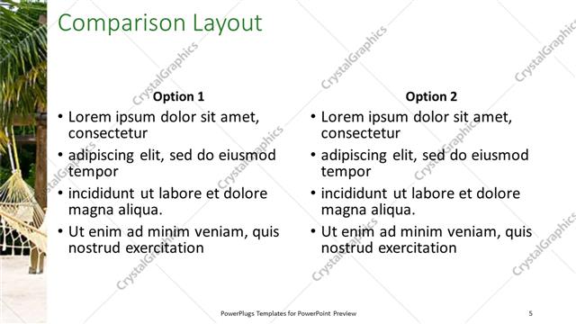 Comparison presentation slide layout