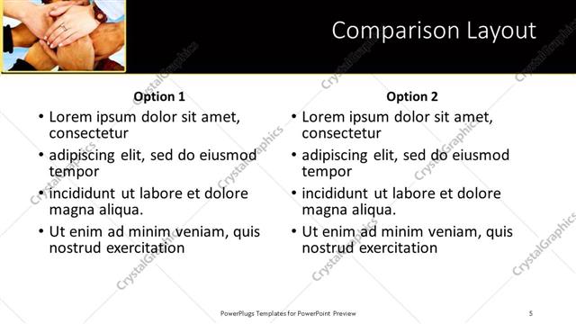 Comparison presentation slide layout