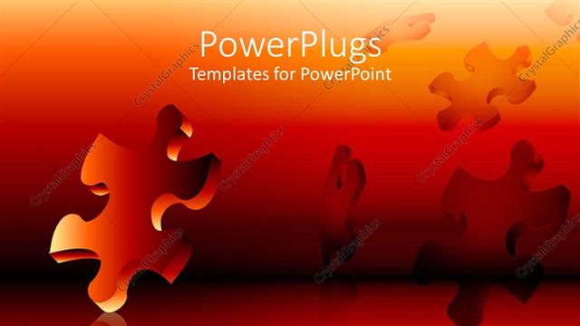  Presentation with red puzzle - Many jigsaw puzzle pieces on gradient orange to red background