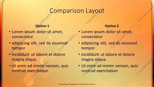 Comparison presentation slide layout