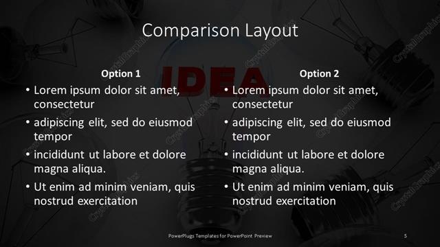 Comparison presentation slide layout