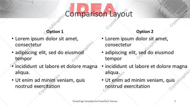 Comparison presentation slide layout