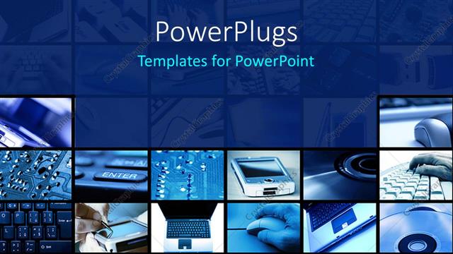  Presentation with show - Lots of tiles with different images all in blue color