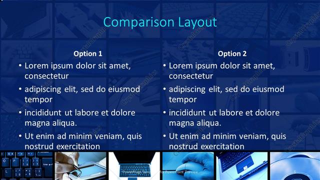 Comparison presentation slide layout