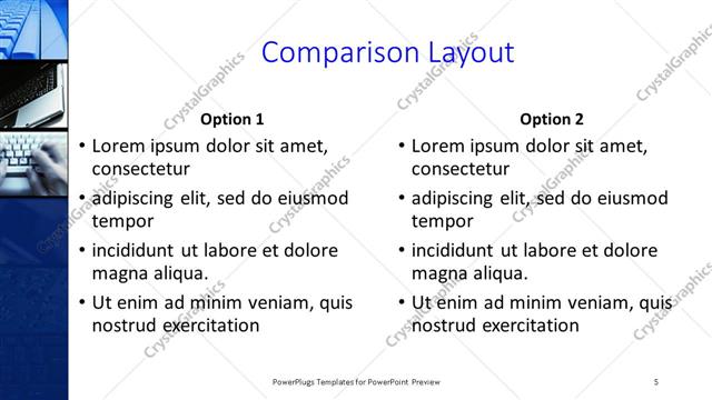 Comparison presentation slide layout