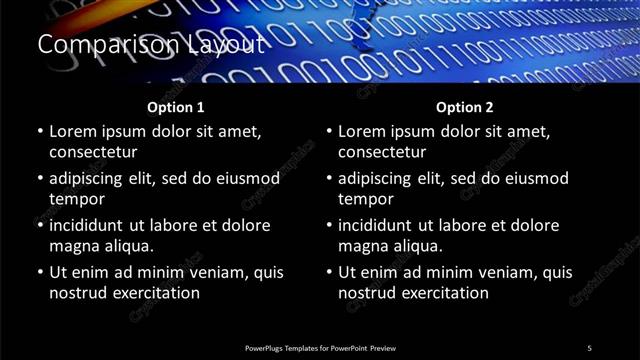 Comparison presentation slide layout