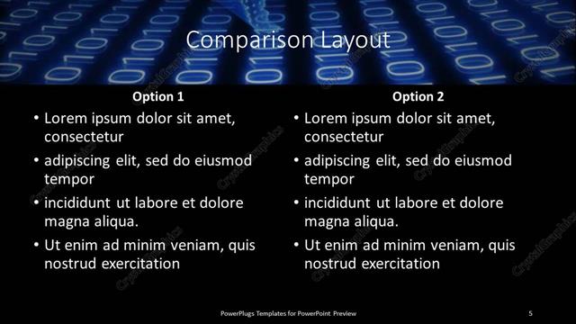 Comparison presentation slide layout