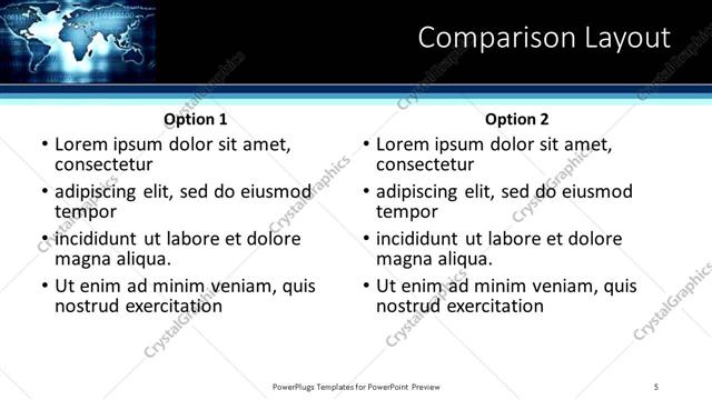 Comparison presentation slide layout