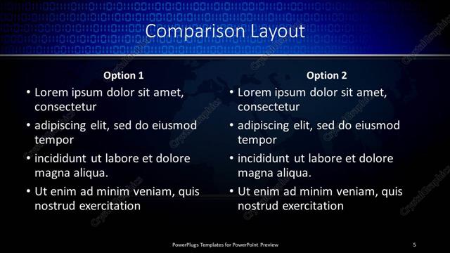 Comparison presentation slide layout