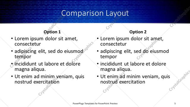 Comparison presentation slide layout