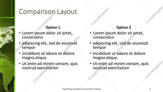 Comparison presentation slide layout