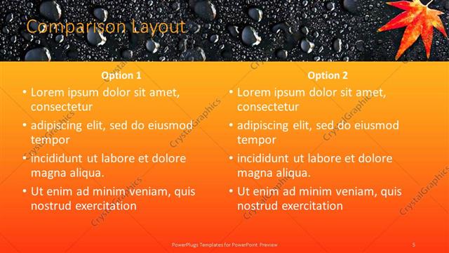 Comparison presentation slide layout