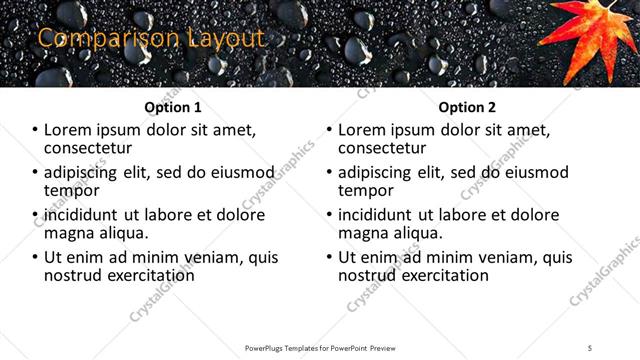 Comparison presentation slide layout