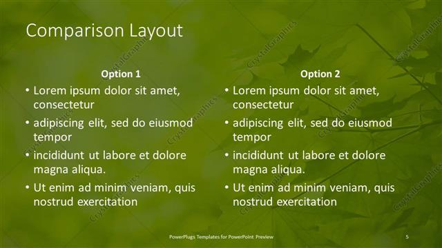 Comparison presentation slide layout