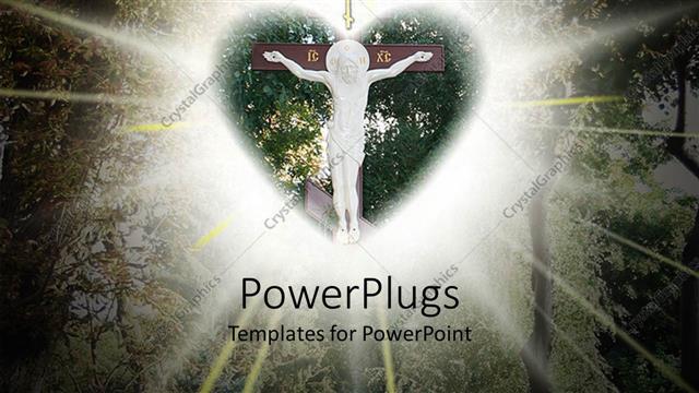  Presentation with crucifix - Marble statue of Jesus on cross in heart shape