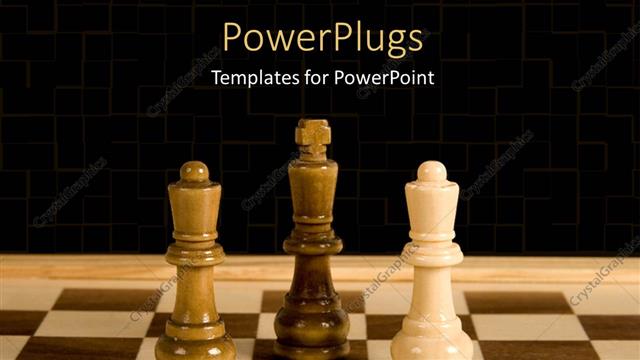  Presentation with queen chess - Marbles chess board with white queen against black king and queen