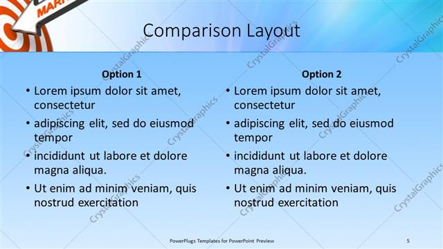 Comparison presentation slide layout