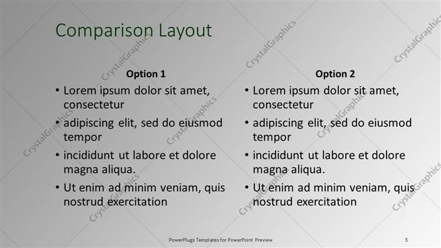 Comparison presentation slide layout