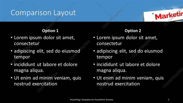 Comparison presentation slide layout