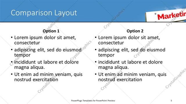 Comparison presentation slide layout