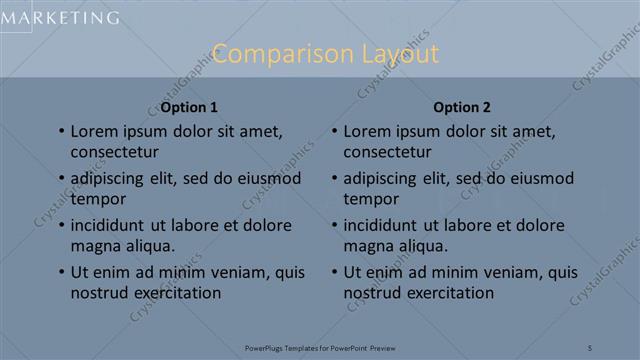 Comparison presentation slide layout