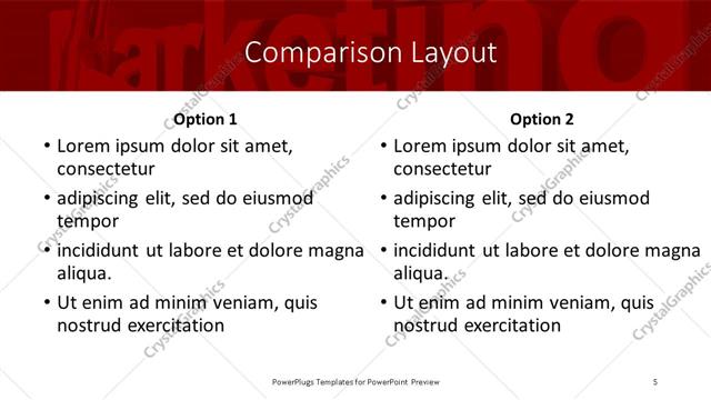 Comparison presentation slide layout