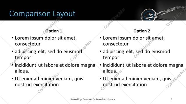 Comparison presentation slide layout