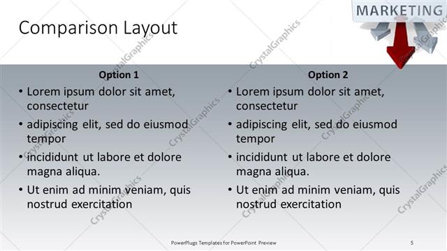 Comparison presentation slide layout