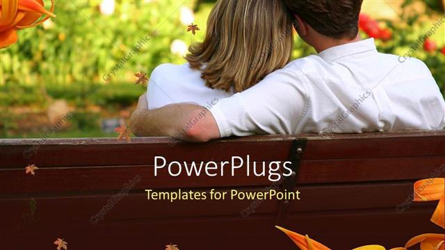  Presentation with married couple - Married couple sitting on bench shown from behind