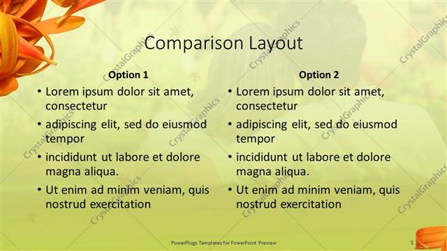 Comparison presentation slide layout
