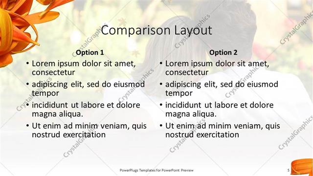 Comparison presentation slide layout