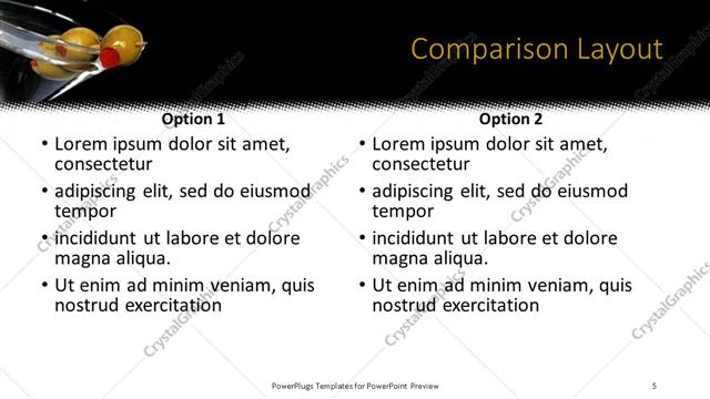 Comparison presentation slide layout