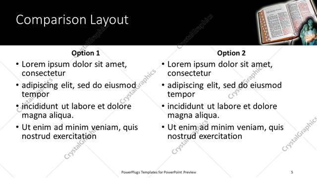 Comparison presentation slide layout