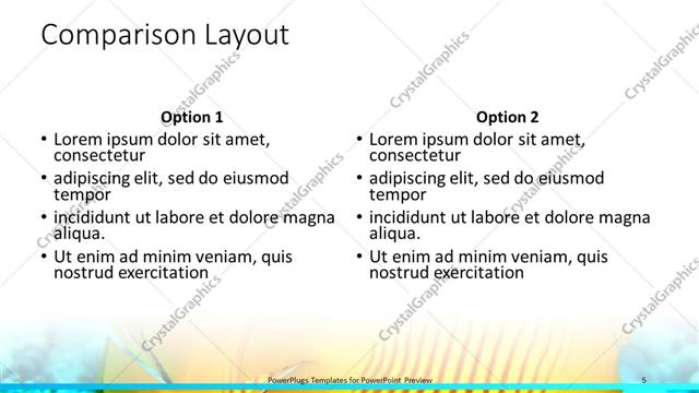 Comparison presentation slide layout