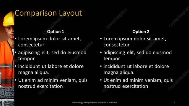 Comparison presentation slide layout