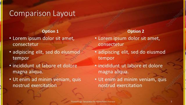 Comparison presentation slide layout