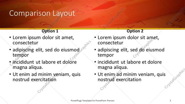 Comparison presentation slide layout