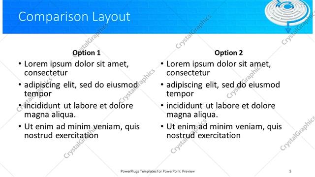 Comparison presentation slide layout