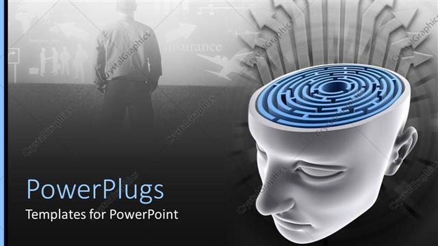  Presentation with maze - Maze inside of brain with arrows, man's back, problem solving, ideas, thinking