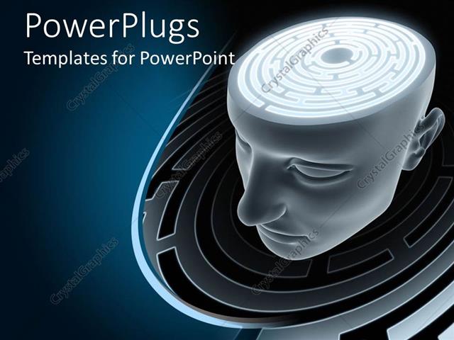  Presentation with brain - Maze inside of a human head, thinking, confusion, problem solving, mind, brain power