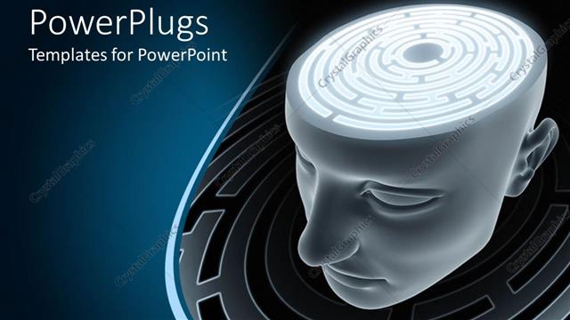  Presentation with thinking brain - Maze inside of a human head, thinking, confusion, problem solving, mind, brain power